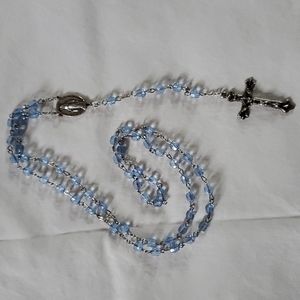 30 inch rosary vintage blue acrylic beads